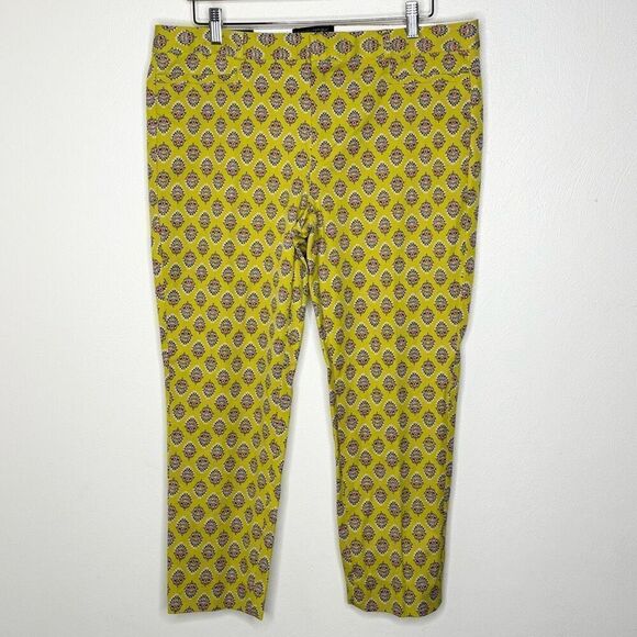 Banana Republic Yellow Print Sloan Crop Pants NWT - Women’s US 14 - Picture 1 of 9